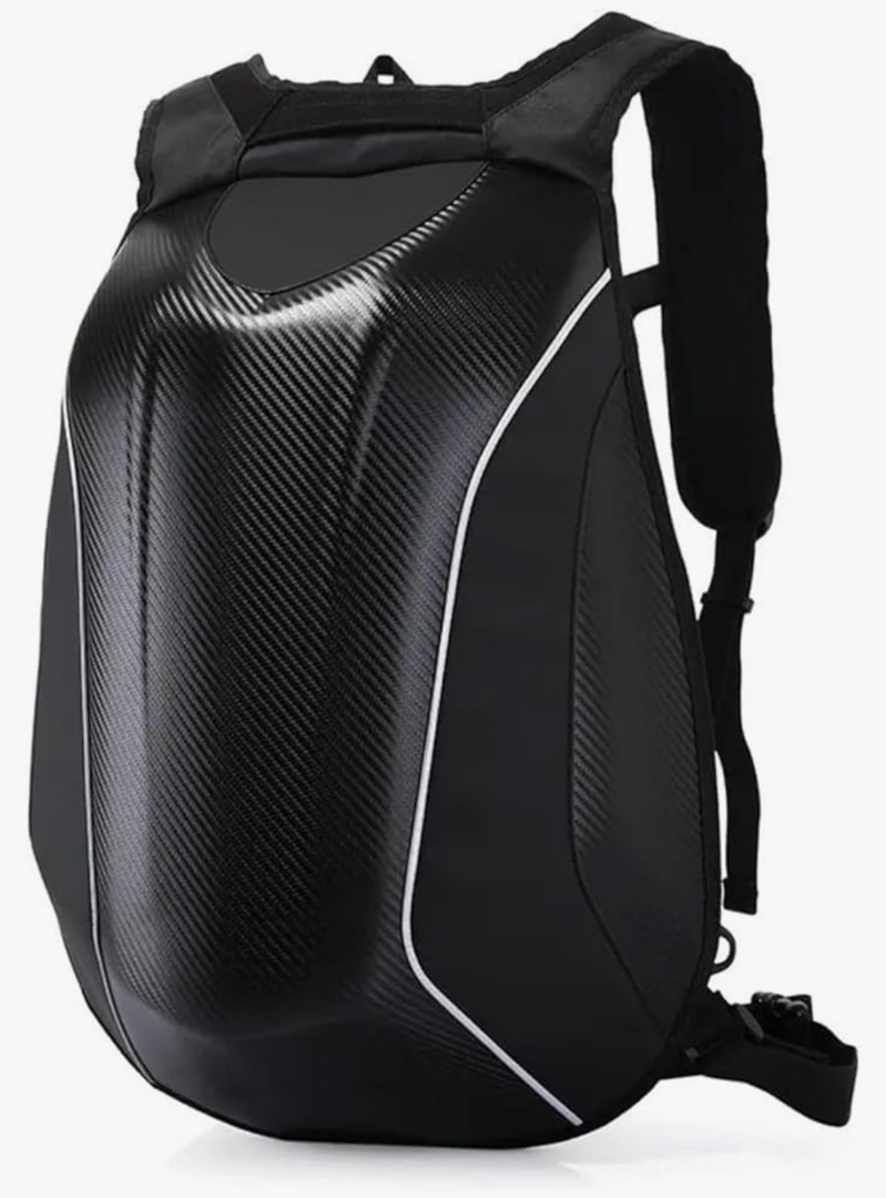 Carbon fiber backpack, motorcycle riding casual backpack, waterproof large-capacity hard shell backpack.