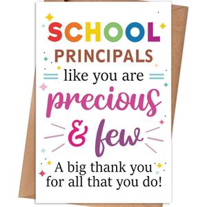 4 x School Principal Thank You Card, Principal Appreciation Card, 8×5.3 inches