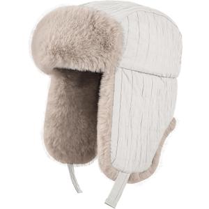 Winter Hat for Men Women Trapper Hat with Ear Flaps, Windproof Russian Trooper Hat for Cold Weather Hunting Skiing