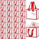 Yeaqee 50 Pcs Mini Metallic Paper Gift Bags with Handle 4x4.75x2.2'' Small Gift Bag DIY Tag Thank You Party Favor for Mother's Day Wedding Graduation Baby Shower Birthday Jewelry (White,Red)
