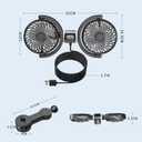 Car Fan for Backseat kids, Dual Head USB Car Seat Fans,Powerful 3 Speeds 360° Rotatable Dual Head Cooling Car Seat Fan for Sedan SUV RV Truck Vehicle