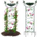 HONGLAND 36.5" Metal Bird Bath with Trellis, Outdoor Garden Birdbath with Detachable Bowl & Climbing Plant Support, Decorative Bird Feeder Station with Fairy for Yard, Patio, Fence