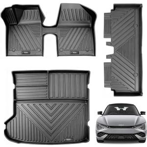 Vanseno Floor Mats & Cargo Liner for KIA EV6 2024 2023 2022 Floor Liner Trunk Mat All Weather TPE Rubber Protection Mat for 20222-2024 KIA EV6 Accessories (Not for Manual 1st Row)