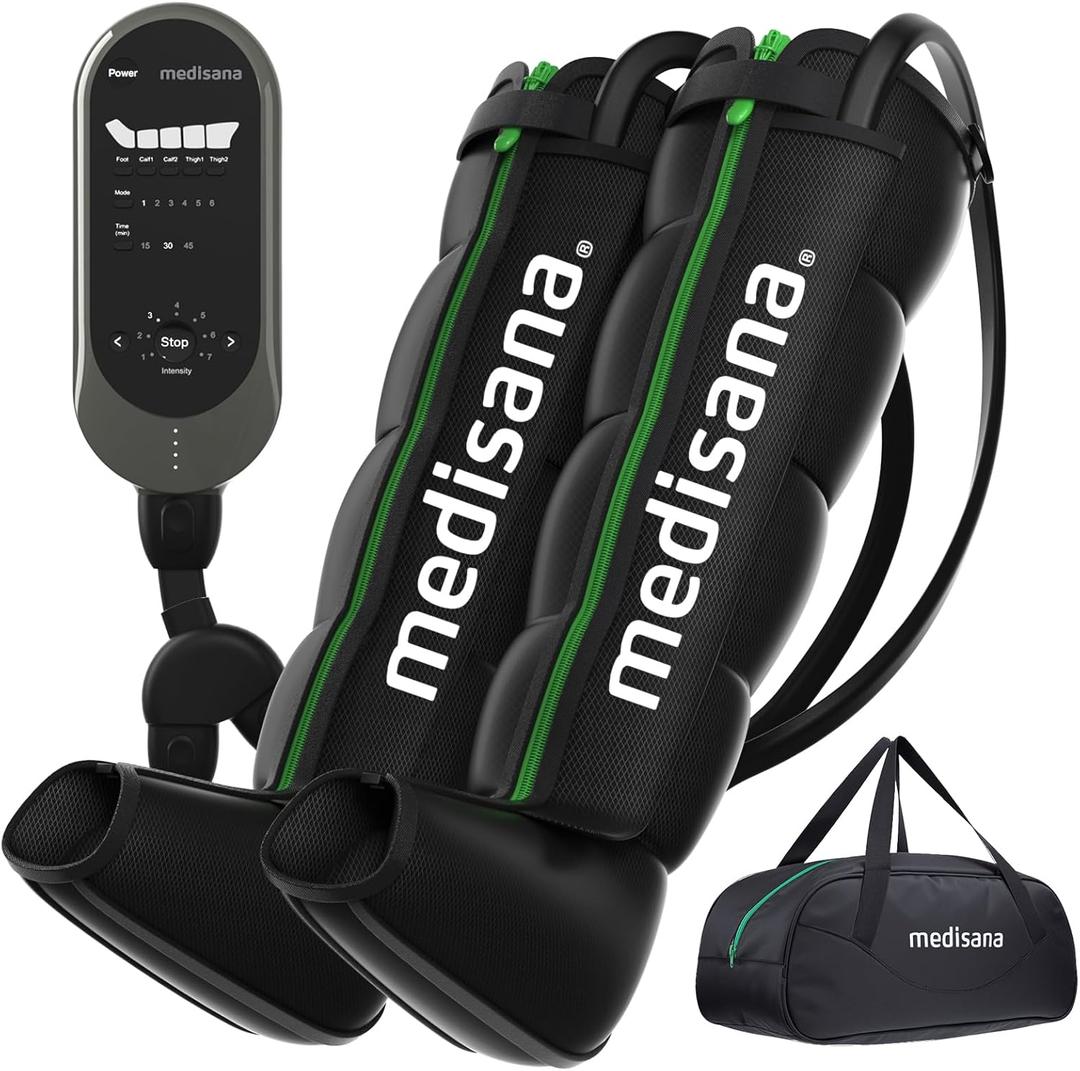 Medisana Leg Compression Massager for Circulation, Compression Boots with 6 Modes & 7 Intensities, Rechargeable Full Leg Massager for Athletes, Muscle Recovery & Pain Relief, Christmas Gifts (X-Large)