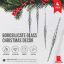 Red Co. Set of 4 Decorative 7 Silver Glass Twist Icicle Hanging Christmas Tree Ornaments