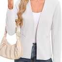 AGSEEM Full Lining Sweater Blazers for Women Open Front Long Sleeve Work Office Suit Jackets Blazer with Pockets (White, S)