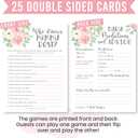 Hadley Designs Baby Shower Games for 25 Guests - Pink Floral Baby Predictions & Advice Cards for New Parents, Who Knows Mommy Best, Babyshower Game Girl, Gender Reveal Games, Made in USA