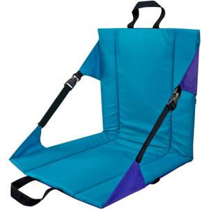 Folding Stadium Seat Cushion with Backrest, Portable Bleacher Pad for Camping, Fishing,15.8'' x 16.5'',Lightweight Chair with Backrest for Outdoor Sports and Concerts(Blue and Purple)