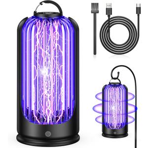 Fly Zapper Indoor, Mosquito Trap for Indoor Outdoor, Rechargeable Mosquito Killer with 4000mAh Battery, Electric Pest Control Insect Zapper, Ideal for Home, Patio, Camping, and Backyard