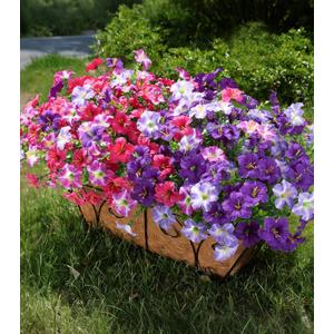 Artificial Flowers for Outdoors Fake Plants Outside Decoration, 20 Bundles Silk Petunia with Eucalyptus UV Resistant Realistic Faux Flowers for Outdoor Planters Garden Balcony Yard Porch Patio, Mix