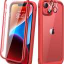Diaclara Designed for iPhone 14 Case, Full Body Rugged Case with Built-in Touch Sensitive Anti-Scratch Screen Protector, with Camera Lens Protector for iPhone 14 6.1" (Red and Clear)