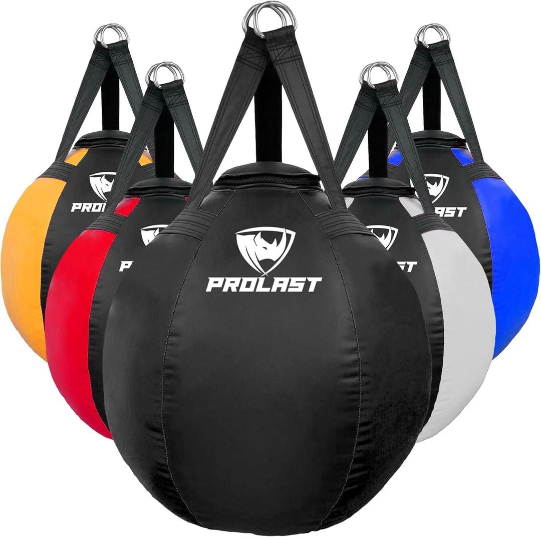 PROLAST Wrecking Ball Heavy Punching Bag for Adults, Hook and Uppercut, Body Snatcher, Boxing, MMA, Muay Thai, 65 lbs (Unfilled, Black / Black)