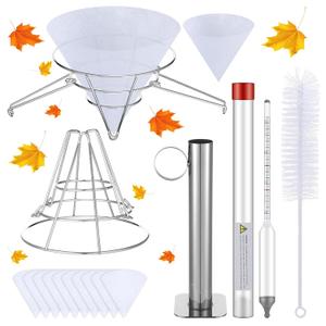 Cinnvoice 14 Pcs Maple Syrup Making Kit with Maple Syrup Hydrometer Kit and Filter Set Include Maple Syrup Hydrometer Test Cup Brush Filter Holder and 10 Pcs Filter Cloths for Maple Syrup Supplies