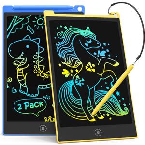 TECJOE 2 Pack LCD Writing Tablet, 10 Inch Colorful Doodle Board Drawing Tablet for Kids, Kids Travel Learning Toys Christmas Birthday Gifts for 3 4 5 6 Year Old Boys and Girls Toddlers (Bule Yellow)