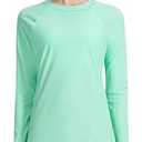 KPSUN Womens Long Sleeve Rash Guard UPF 50+ Swim Shirts Sun Uv Protection Surfing Top for Beach Swimming Quick Dry Light Green, Large