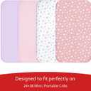 Mini Crib Sheets Fitted 4 Pack for Girls (38" X 24"), Compatible with Dream on Me, Delta Porta Crib and Arms Reach Ideal Cosleeper, Pink