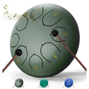 Rain Drum for Outside Garden, 6 Inches 8 Notes Steel Tongue Chakra Drums, Waterproof Meditation Rain Chime, Musical Instruments for Adult Gift with Bag, Music Book, Drum Mallets (Green)