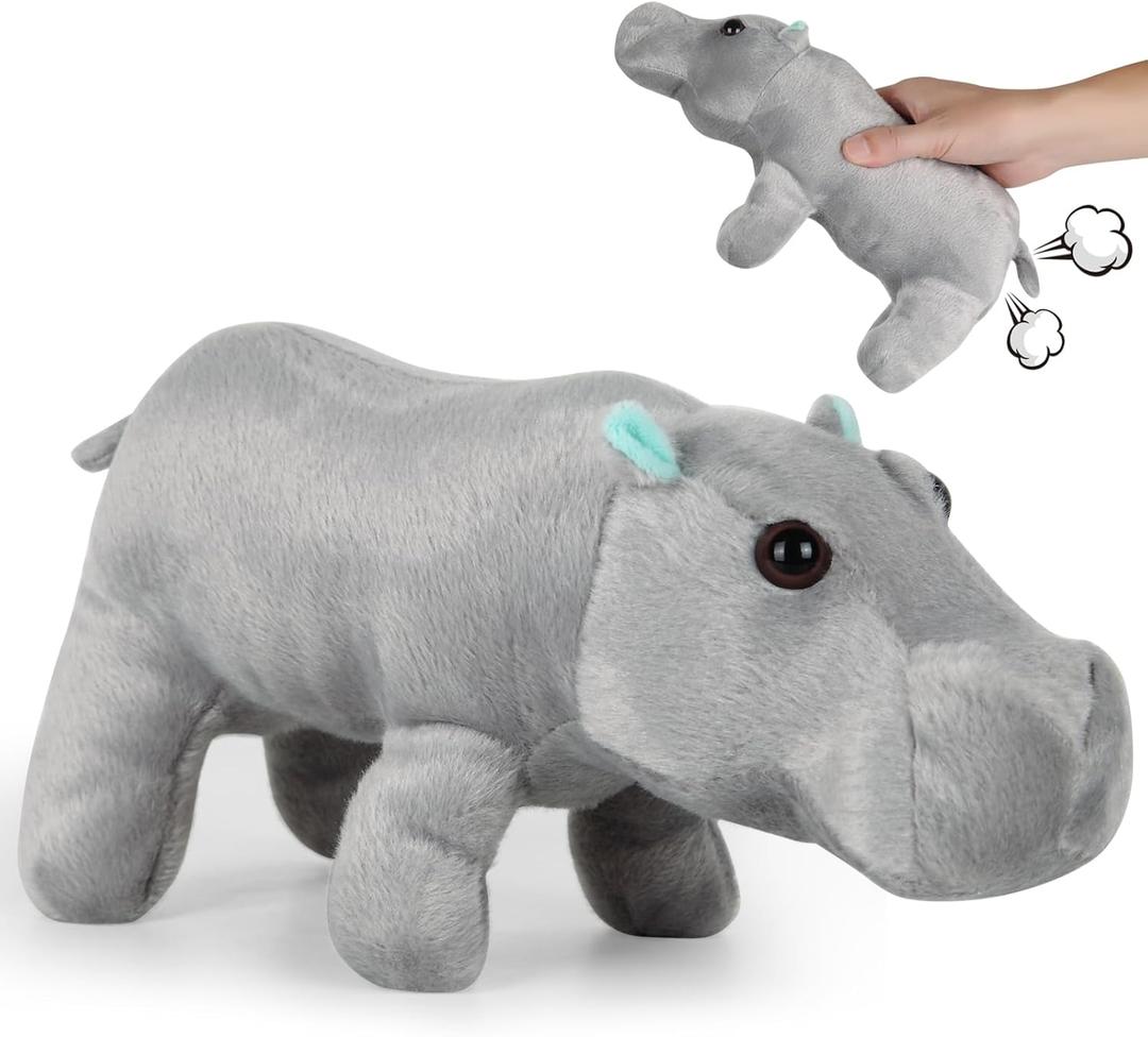 Freetoes Farting Hippo Stuffed Animal,14Funny Hippopotamus Stuffed Animal Fart Noise Maker,House Hippo Plush Toys,Funny Gag Gifts,Weird Things Office Pranks Stuff,Prank Noise Maker