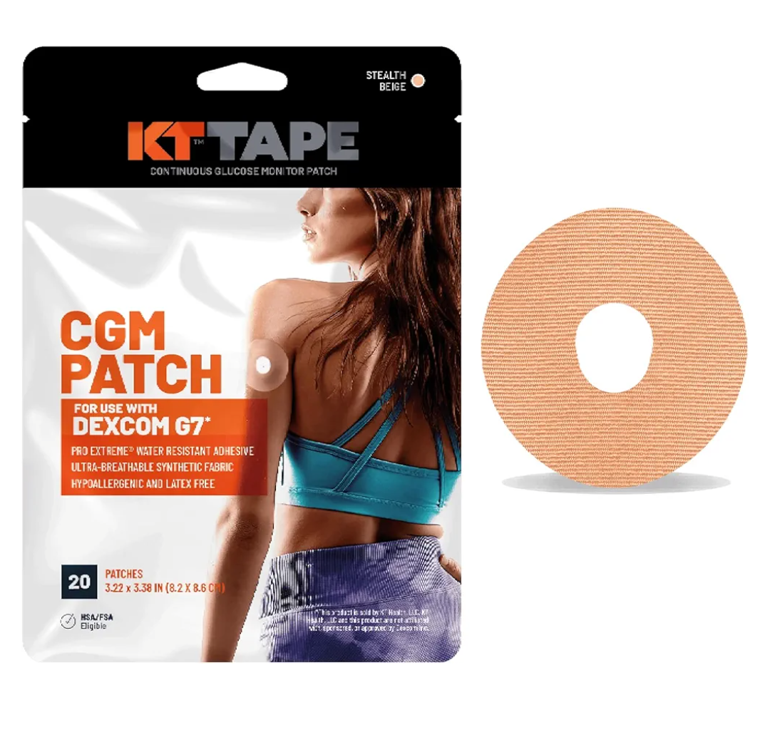 KT Tape, Dexcom G7 CGM Patch, Pro Extreme Water Resistant Adhesive, Ultra-Breathable Synthetic Fabric