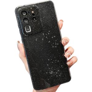 MINSCOSE Compatible with Samsung Galaxy S20 Ultra 5G Case,Cute Neon Bright Color,Glitter Bling Thin Slim Shockproof Silicone Sparkly Cover for Women Girl for Galaxy S20 Ultra 6.9 INCH-Black