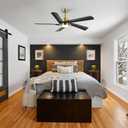 60 Inch Ceiling Fan with LED Light & Remote, Industrial Ceiling Fan with Reversible DC Motor Modern Fan, Reversible 5 Blades Dual Downrods Ceiling Fan for Large Bedroom, Living Room (Black & Gold)