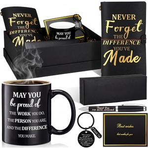 Shellwei 6 Pcs Employee Appreciation Gifts for Men Thank You Gifts for Male Coworker Manager Teacher Boss Father's Day Dad gift Mug Tumblers Leather Inspirational Notebook Keychain Pen Card Box