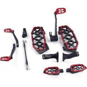 Road King Street Glide Floorboards MX Foot Boards For Harley Touring CVO Brake Shifter Levers (Black + Red, 2008-2013 Touring)
