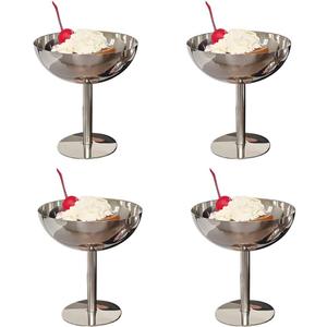 Ice Cream Bowl, 7 Oz Stainless Steel Footed Dessert Cups Ice Cream Cup Small Cute Sundae Bowl for Dessert, Sundae, Pudding, Salad, Snack, Cocktail, Condiment, Trifle (4, Tall)