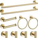 Brushed Gold Towel Bar Set 10 Pieces Bathroom Hardware Accessories Set Towel Rack Set for Bathroom SUS304 Stainless Steel Toilet Paper Holder Wall Mounted, 23.6 Inch