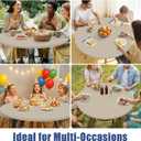 Moosfor Round Spandex Tablecloth, Elastic Fitted Waterproof Tablecloths for 45"-56" Tables, Stretch Washable Picnic Table Cover for Camping, Dining, Indoor and Outdoor, Taupe