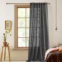 Deconovo Extra Long Back Tab And Rod Pocket Sheer Curtains For Bedroom, Solid Faux Linen Textured Curtains For Living Room, 52 Inch Width Semi Transparent Curtains For Studio 1pc,52x107 Inch Dark Grey