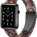 Light Apple Watch Band-Fashion Resin iWatch Bands for Women Men Bracelet Compatible with Stainless Steel Buckle for Apple Watch Series 10 Series SE Series 9 Series 8 Series 7 6 5 4 3 2 1 Ultra 2 1, 38mm/40mm/41mm/42mm(Series 10), 49mm/46mm/45mm/44mm/42mm(Series 3 2 1) (Sweet Chocolate)