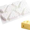 Cheese Shape Silicone Mold, BPA Free 8 Cavities Food Grade Mould for Cheese Cake Mousse Cake Brownies Chocolate Cheese Ice Cream Soap 11.9''x7.1''x1.7''