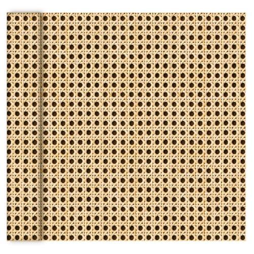 Rattan Wallpaper Peel and Stick Wallpaper Retro Cane Rattan Vintage Self Adhesive Liner Hexagon Weave Furniture Cabinet Paper for Home Shelf Drawer Liner Bedroom DIY Decor (Black Rattan Style 2)