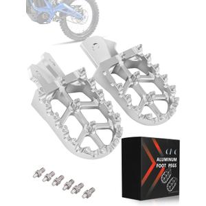 JFG RACING Dirt Bike Foot Pegs,7075 Aluminum CNC Pedals Rests for Surron Light Bee X and S/E Ride Pro S SS SR/CRF150F CRF230F 03-19/CRF250F 19-24/XR150L 15-24/KDX200 83-94-Silver