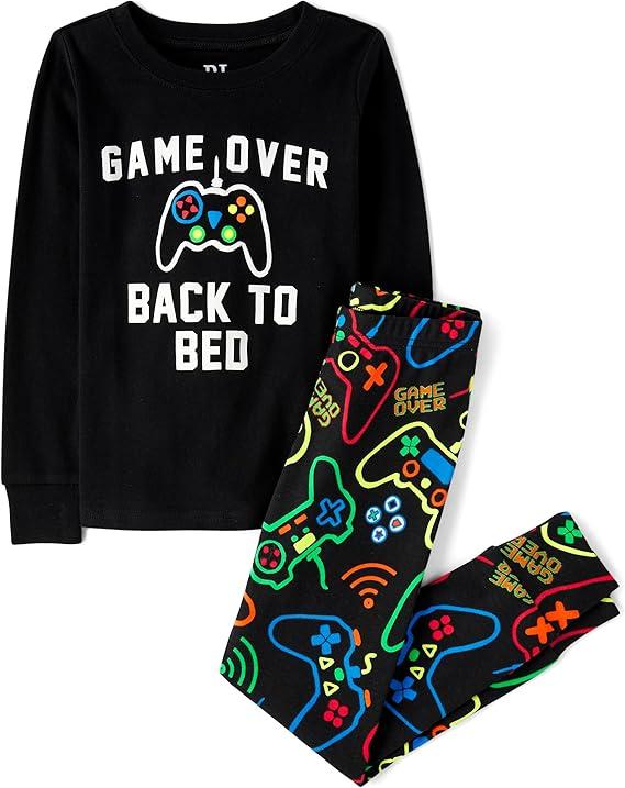 The Children's Place boys 100% Cotton Long Sleeve Top and Pants,2 Piece Pajama Set 12