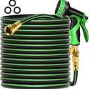 Garden Hose 100 ft Water Hose Flexible Durable 5 Layers TPV No Kink Lightweight Flex Long Hybrid Hoses Heavy Duty with 3/4 Brass Fittings-10 Way Nozzle Collapsible Outdoor Pipe for Yard Lawn