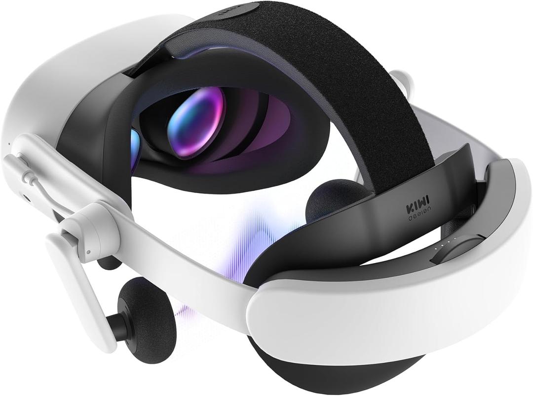 KIWI design Audio Head Strap with Battery for Meta/Oculus Quest 3/3S, K4 Duo DualFast Charging Headset, VR Accessories with Balanced Design for Enhanced Sound Effects & Playtime
