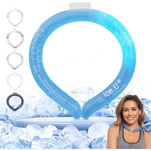 Auto-Freezing Ring  27C / 80F Neck Cooler for Hot Weather, Reusable Cooling Tube Wrap for Sports, Travel, Commuting, Office, and Outdoor Heat Relief (Medical Blue)