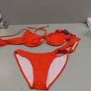 ZAFUL Women High Cut Bikini Sets String Sexy Swimsuit Two Piece Underwire Bathing Suit Brazilian Cheeky Cut Out Cute Swimwear (Medium, Red)