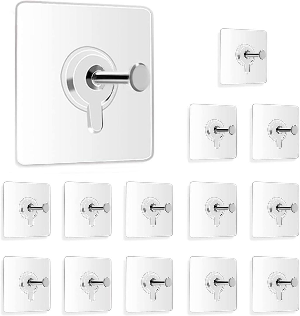 14 Pack Wall Hooks 13 lbs(Max), Wall Hangers Without Nails, Adhesive Wall Hooks, Waterproof and Rustproof to use Inside Kitchen, Bathroom, Home and Office