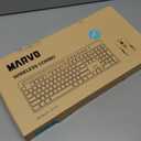 Wireless Keyboard and Mouse Combo, MARVO 2.4G Ergonomic Wireless Computer Keyboard with Phone Tablet Holder, Silent Mouse with 6 Button, Compatible with MacBook, Windows (Black)