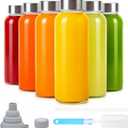 Sursip 10 oz Glass Juice Bottles, 6 Pack with Stainless Steel Lids Reusable Small Glass Bottles for Smoothies, Iced Tea & Milk Leak-Proof, BPA-Free, Dishwasher Safe