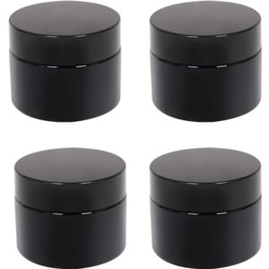 4 Packs 50ML/1.7 OZ Black Glass Travel Size Storage Jar UV Protection Smell Proof Tea Coffee Jars