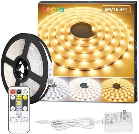 Lepro LED Tunable White Strip Light, Warm to Cool White, 16.4ft Dimmable Bright LED Tape Lights, 300 LEDs 2835, Strong 3M Adhesive, Not Cuttable, Suitable for Christmas Decorations, Home, Bedroom