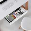 KHAMAL Under Desk Drawer Slide Out Large - Under Table Drawer 17.32" x 9.25", Pull-Out Storage Organizer With Cable Management For Home & Office (White)