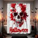 Bloody Halloween Skull Shower Curtain Gothic Spooky,70" L x 70" W