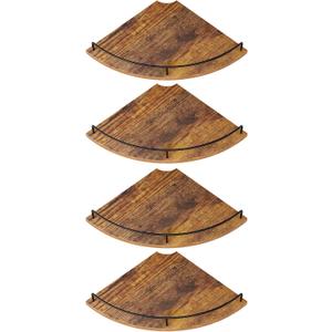 Corner Shelf Wall Mount, Floating Corner Shelves, Set of 4 Corner Wall Shelf Organizer,Rustic Wood Wall Storage Display Shelves forLiving Room Bedroom Bathroom Kitchen