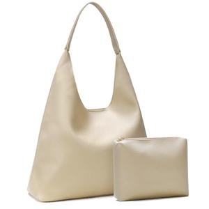 Pelimoo Hobo Bags for Women, Soft Vegan Leather Shoulder Handbags, Slouchy Tote Purses for Work, Travel, School (Nude)