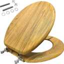 Oak Veneer Round Toilet Seat, Heavy-Duty, US Stardard